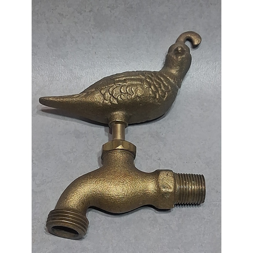 Vintage Solid BRASS BRONZE Quail Handle Spigot Water Faucet 🕊